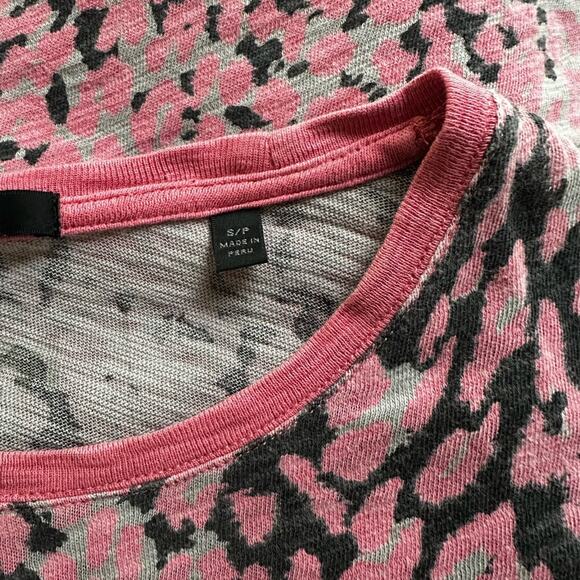 ATM Pink Leopard Slub Destroyed Tee Long Sleeve T-Shirt Small Spring Summer - Picture 3 of 7